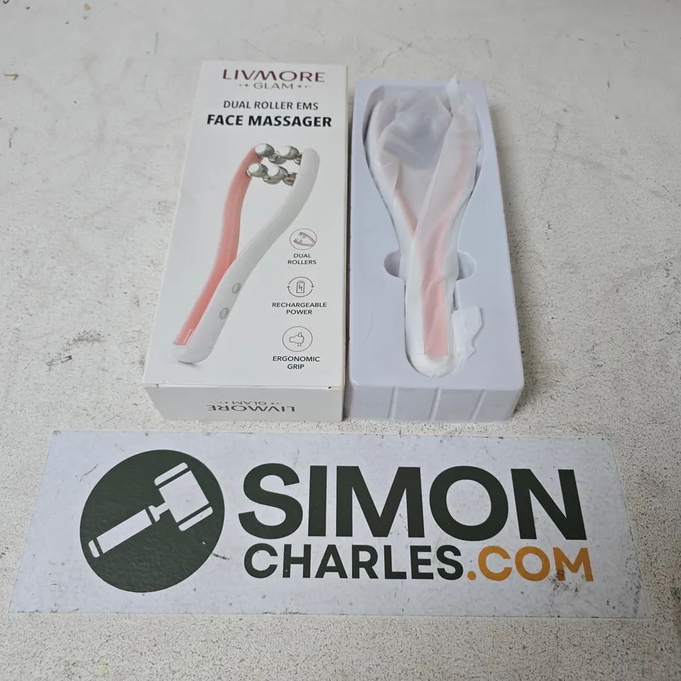 BOXED LIVMORE GLAM DUAL ROLLER EMS FACE MASSAGER