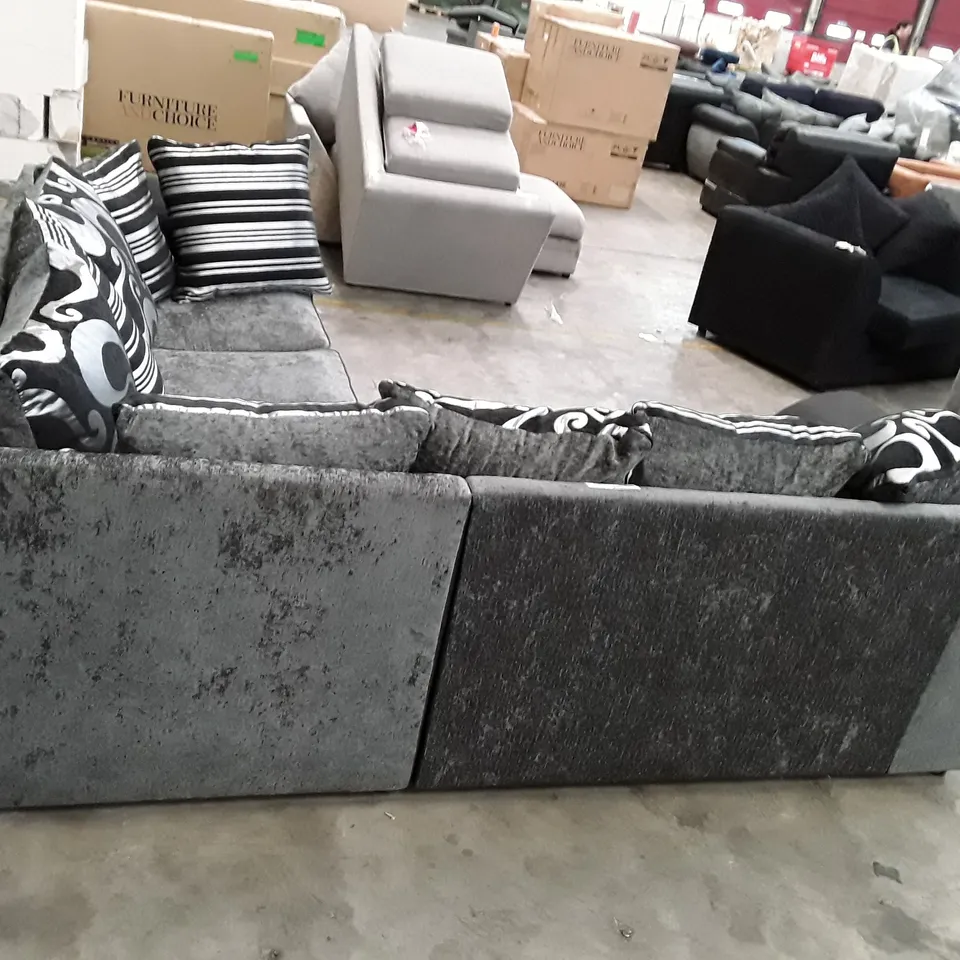 QUALITY DESIGNER CORNER SOFA - GREY/BLACK FABRIC