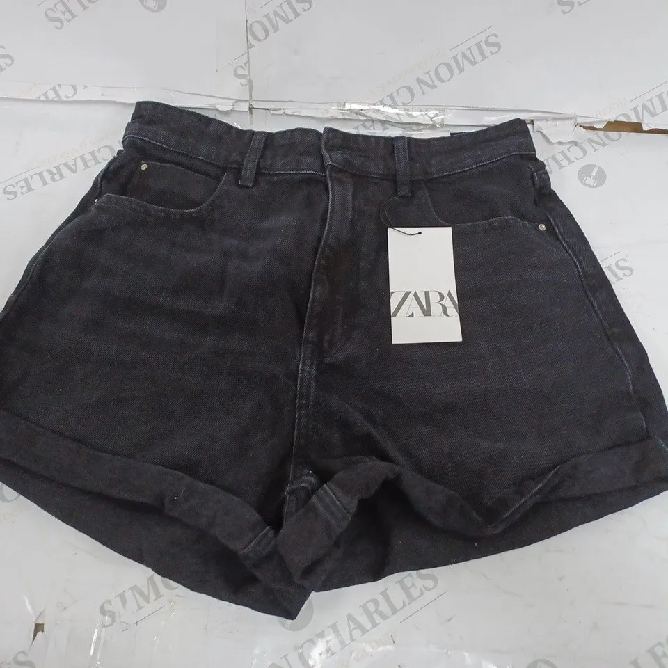 ZARA BLACK DENIM SHORTS- UK 12