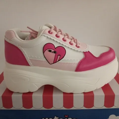 BOXED PAIR OF KETNIPZ X KOI LOVEABLE ANTICS TRAINERS - PINK - US SIZE 9