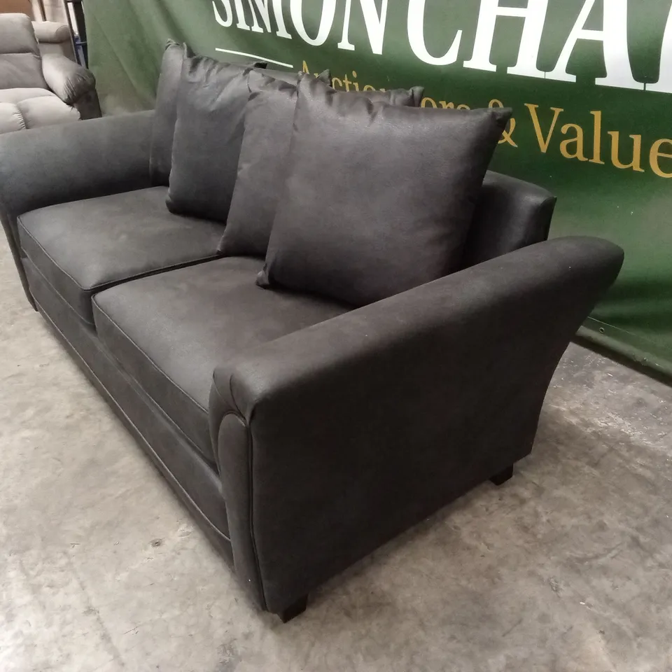 DURY LEATHER LOOK 3 SEATER SOFA - BLACK RRP £599