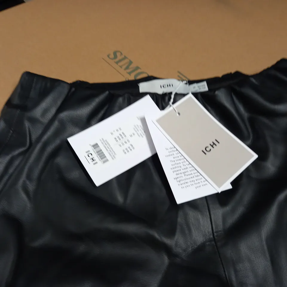 ICHI BLACK PU TROUSERS - 38