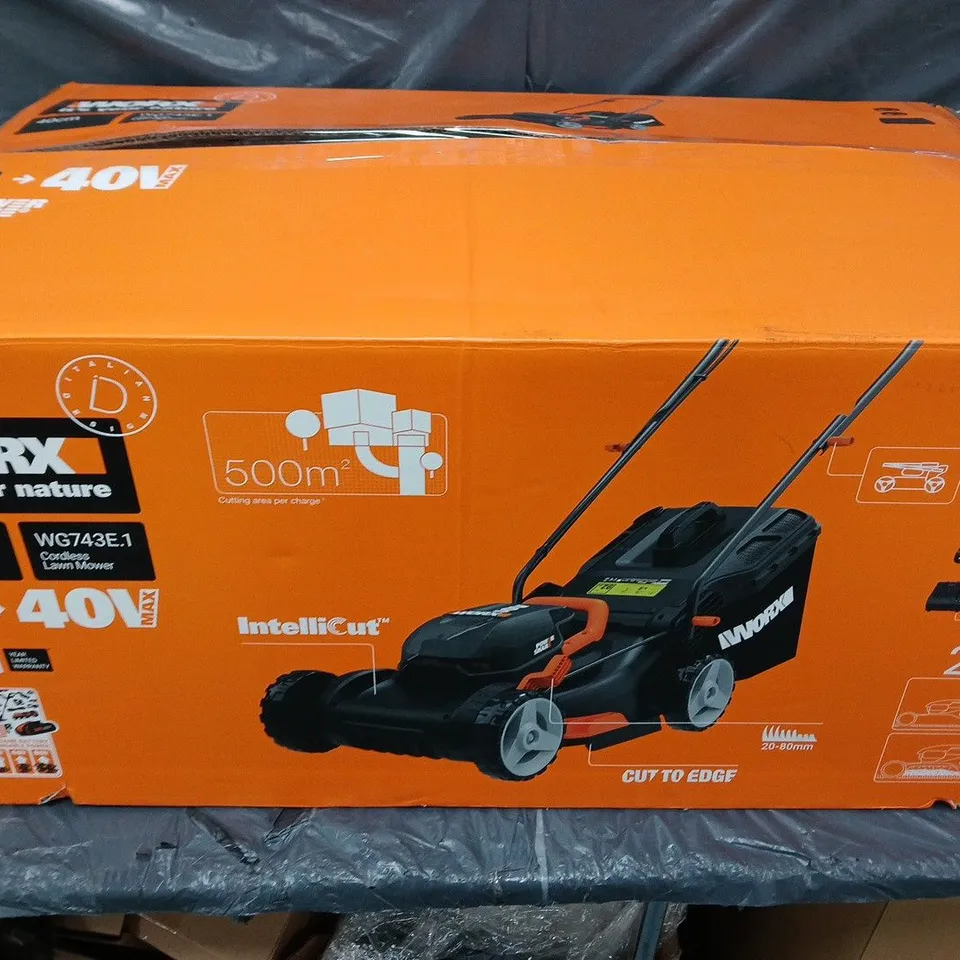 WORX 40V Cordless Lawn Mower WG743E.1 – IntelliCut (2x20V Batteries) Boxed