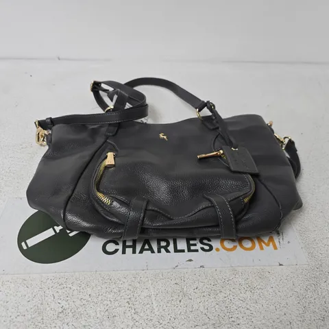 ASHWOOD PEBBLED GREY LEATHER SHOULDER BAG WITH GOLD HARDWARE
