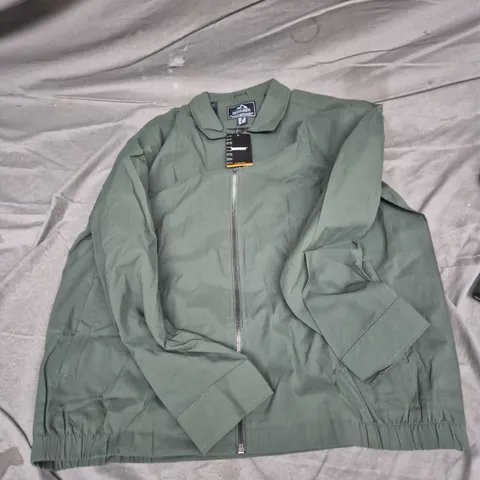 OLIVE GREEN OUTDOOR JACKET, ZIP-FRONT, UK XXL 
