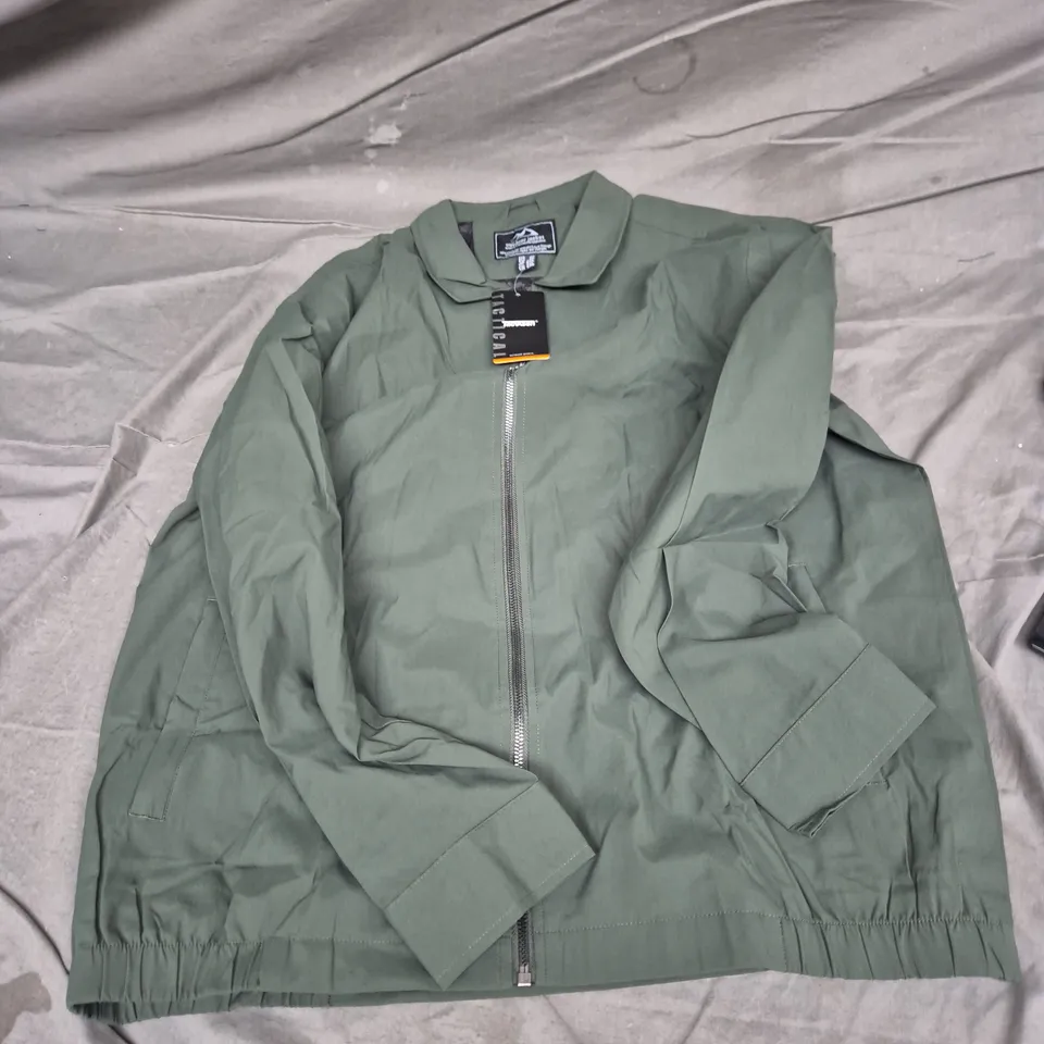 OLIVE GREEN OUTDOOR JACKET, ZIP-FRONT, UK XXL 