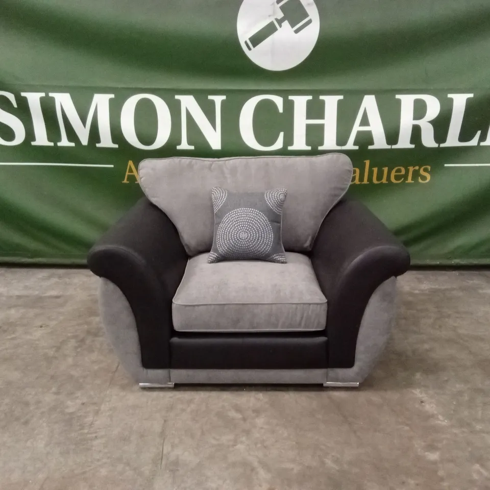 DANUBE FABRIC/FAUX LEATHER ARMCHAIR RRP £499