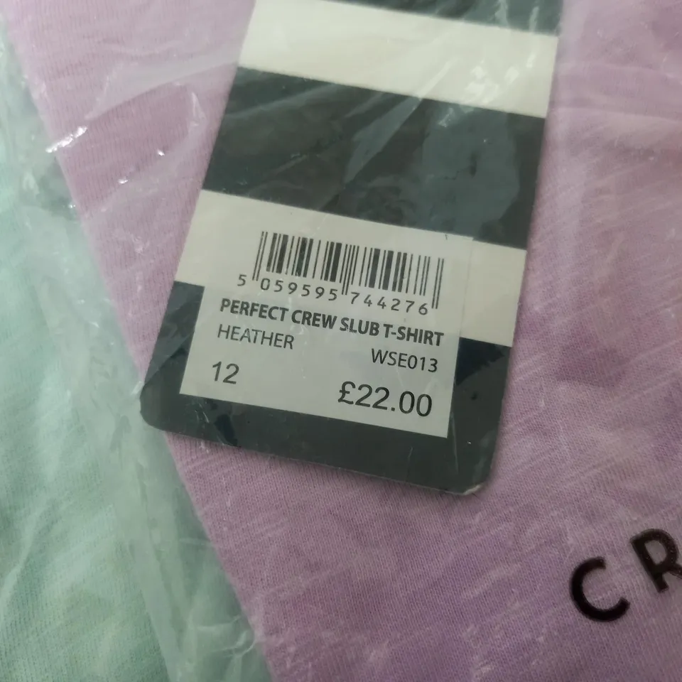 PAIR OF CREW CLOTHING PERFECT CREW SLUB T-SHIRTS - BOTH 12