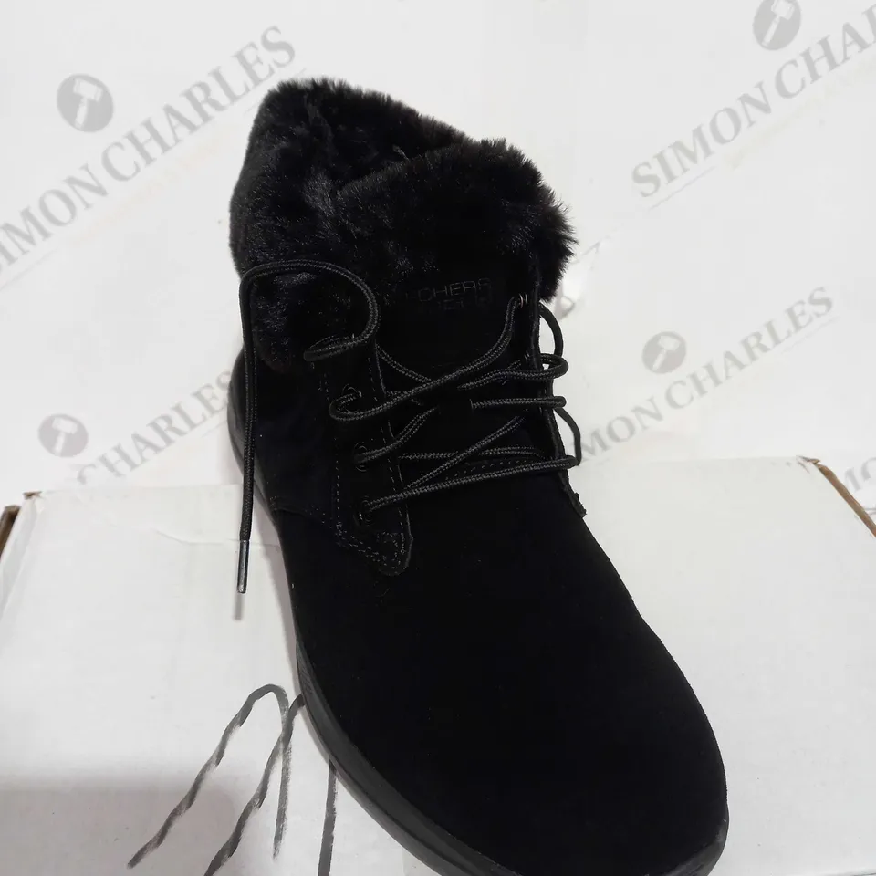 SKECHERS GO WALK STABILITY SUEDE BOOTS, BLACK - SIZE 4