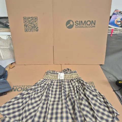 UK 10 DAMSON MADDER PLAID DRESS WITH SMOCKED BODICE