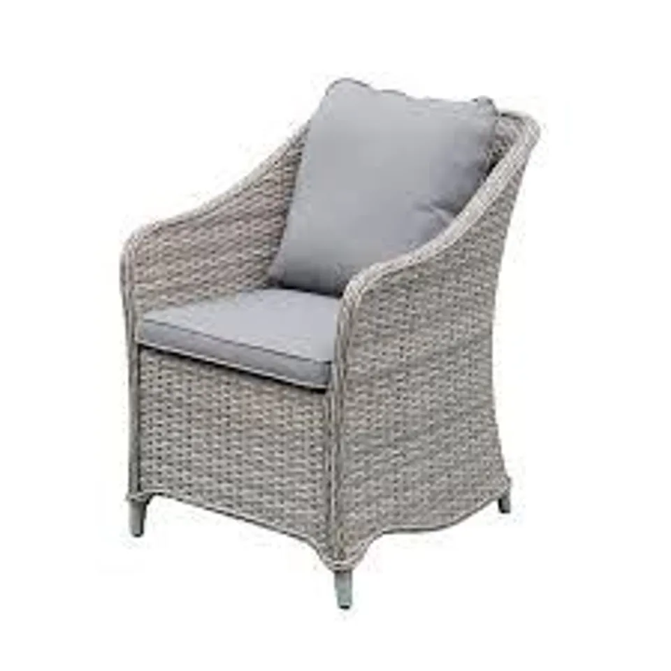 BOXED SET OF 2 GOODHOME HAMILTON STEEPLE GREY RATTAN EFFECT ARMCHAIRS (1 BOX)