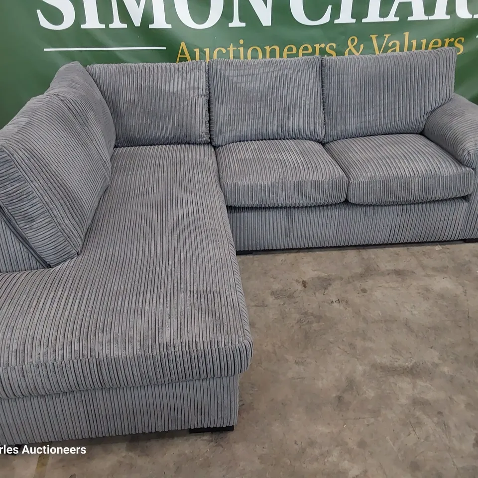 DESIGNER CHAISE SOFA GREY JUMBO CHORD 