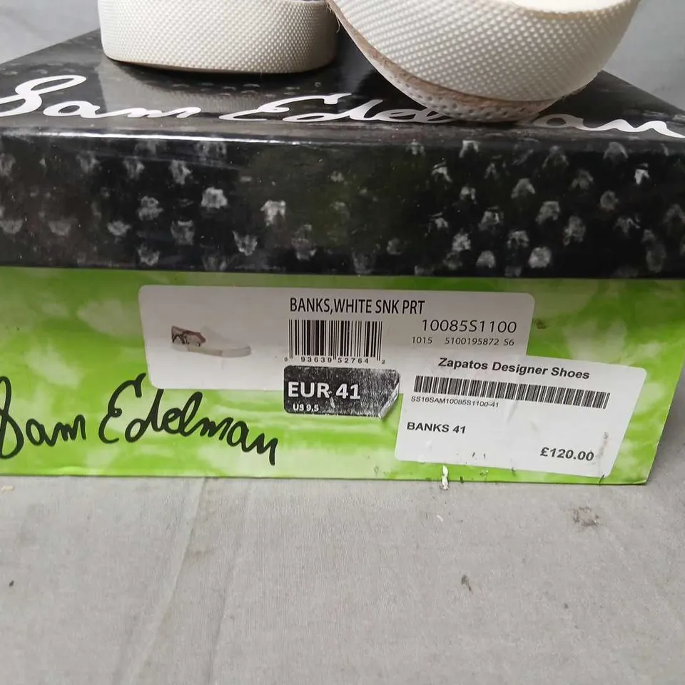 SAM EDELMAN BANKS WHITE SNAKE PRINT SLIP-ON SNEAKERS – UK 6.5 (EU 41, US 9.5)