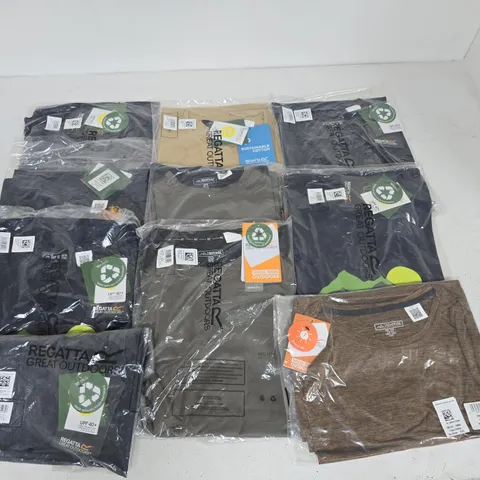 LOT OF 10 ASSORTED BRAND NEW REGATTA T-SHIRTS IN VARIOUS STYLES, COLOURS AND SIZES
