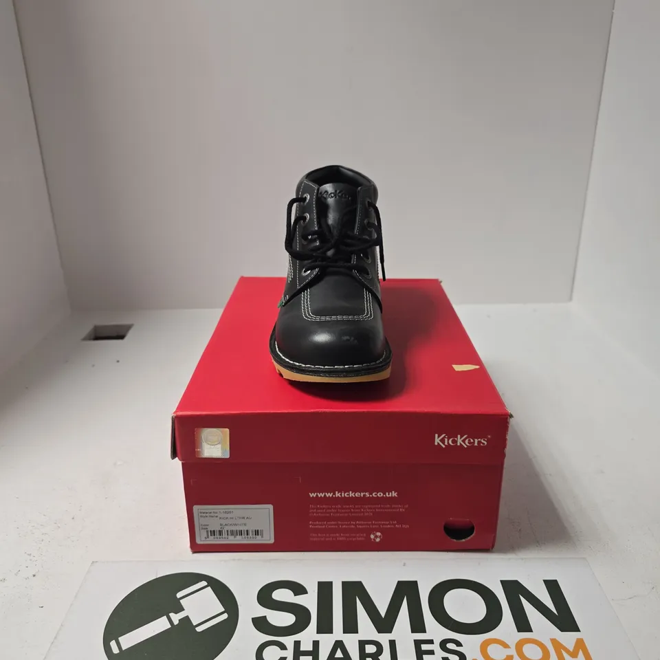 BOXED PAIR OF KICKERS BLACK BOOTS SIZE EU 42