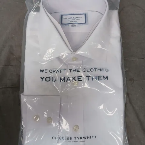 BAGGED CHARLES TYRWHITT NON-IRON WHITE LONG SLEEVE SHIRT - SLIM 36" / 17.5