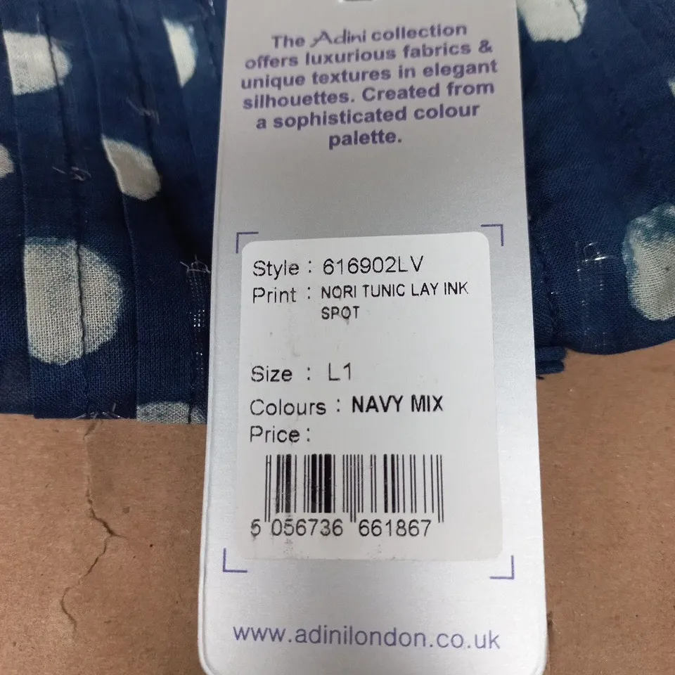 ADINI NAVY MIX NORI TUNIC – INK SPOT PRINT, SIZE L1 (WOMEN’S CLOTHING)