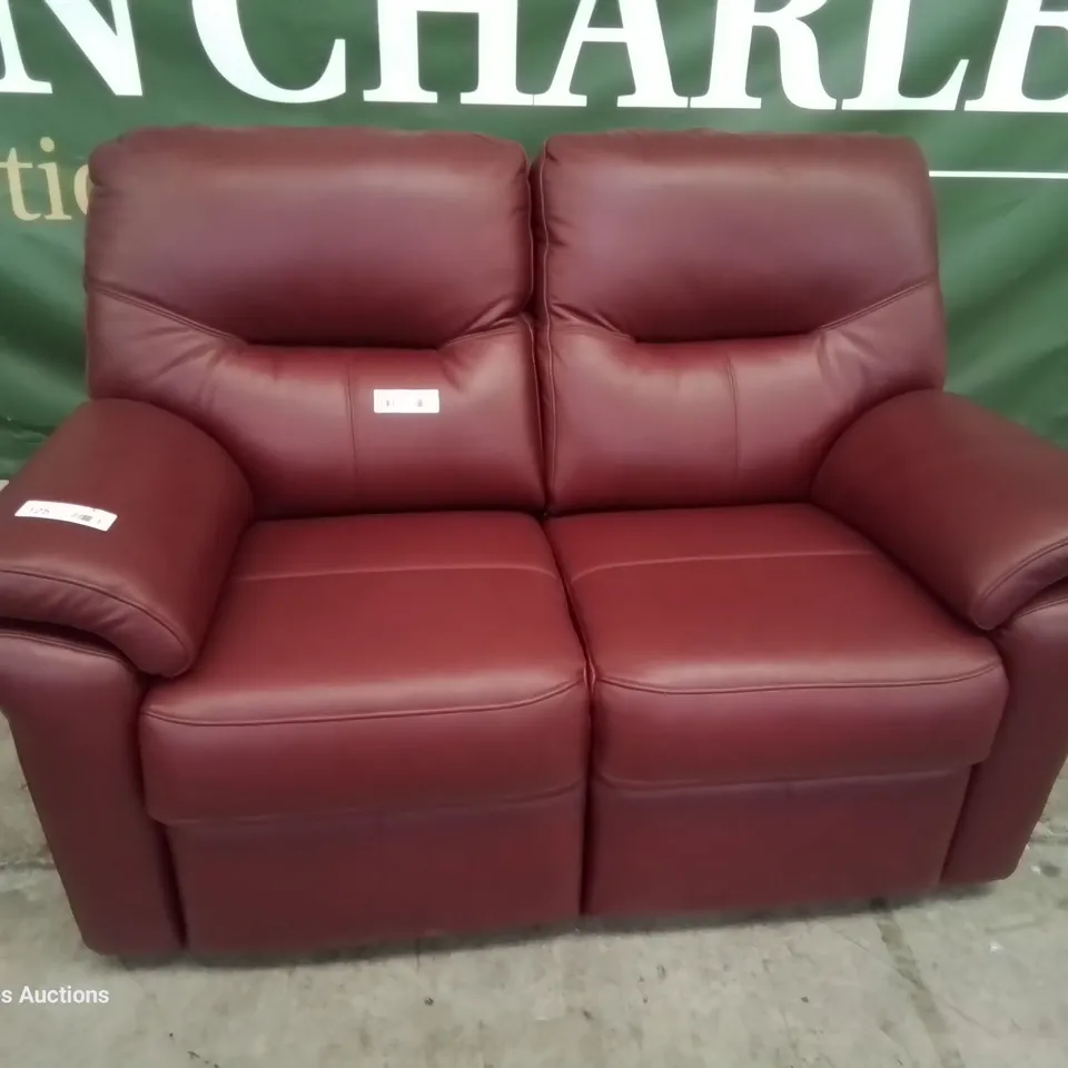 QUALITY BRITISH DESIGNER & MANUFACTURED G PLAN SEATTLE TWO SEATER SOFA CAPRI CLARET LEATHER 