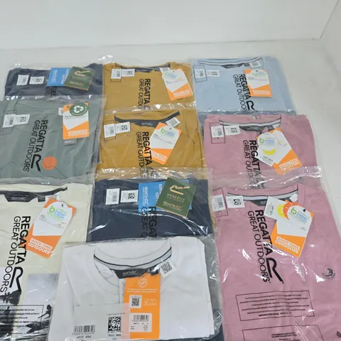 LOT OF 10 ASSORTED BRAND NEW REGATTA T-SHIRTS IN VARIOUS STYLES, COLOURS AND SIZES
