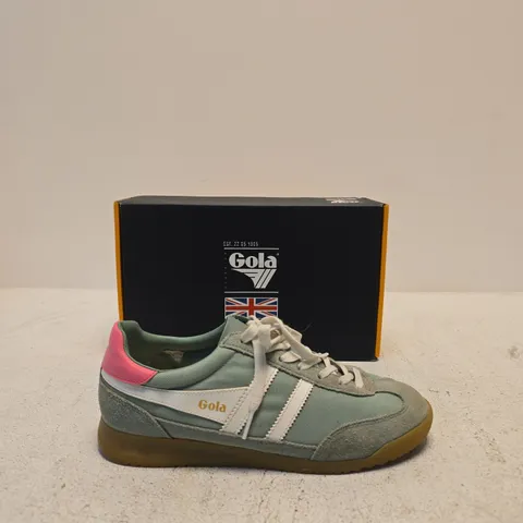 GOLA TORNADO TRAINERS GREEN MIST/OFF WHITE/FLURO PINK – UK 8 (EU 41)