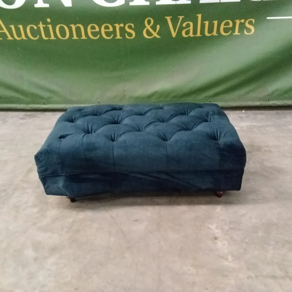 LAURA CHESTERFIELD FABRIC FOOTSTOOL - NAVY RRP £279