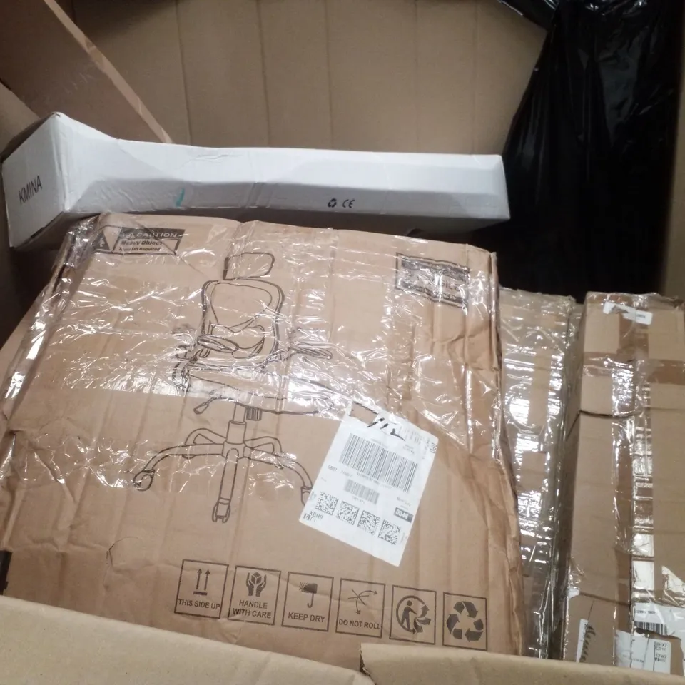 PALLET CONTAINING ASSORTED PRODUCTS INCLUDING GREY CLAMP ON DESK PRIVACY PANEL, CURTAIN RODS, PICTURE FRAME & FOLDABLE PLAY MAT