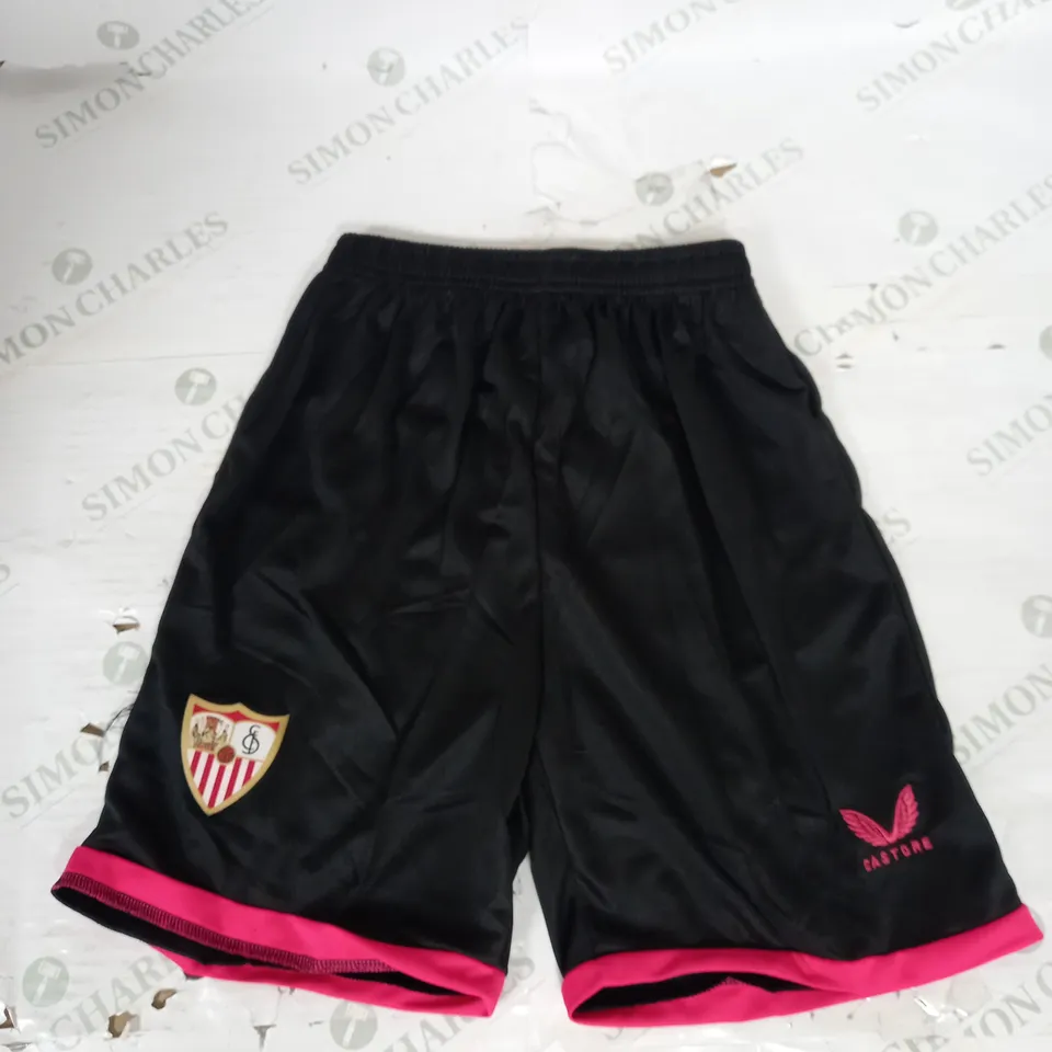 CASTORE SEVILLE CHILDS JERSEY AND SHORTS SET IN BLACK/BLUE/PINK SIZE 28