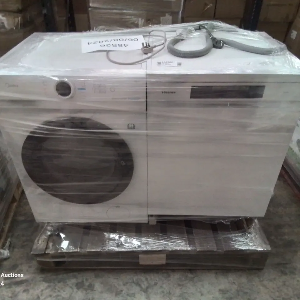 HISENSE 16 PLACE SETTINGS FREESTANDING DISHWASHER AND MIDEA MF10ED80B FREESTANDING WASHER DRYER - UNPROCESSED RAW RETURNS