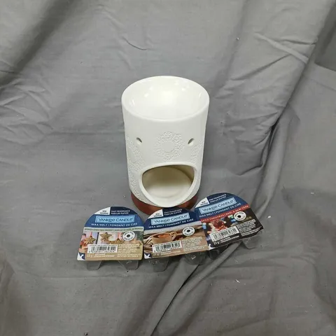 YANKEE CANDLE CERAMIC WAX MELT WARMER WITH 4 MELTS