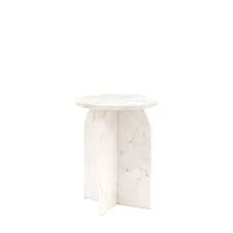BOXED GALLERY DIRECT AMALFI MARBLE SIDE TABLE IN WHITE