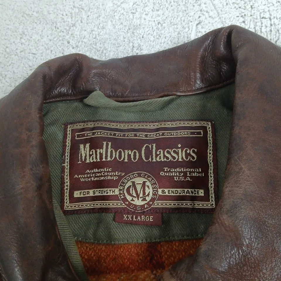 MARLBORO CLASSICS JACKET – OLIVE GREEN COTTON, LEATHER COLLAR, UK XL (US XL)