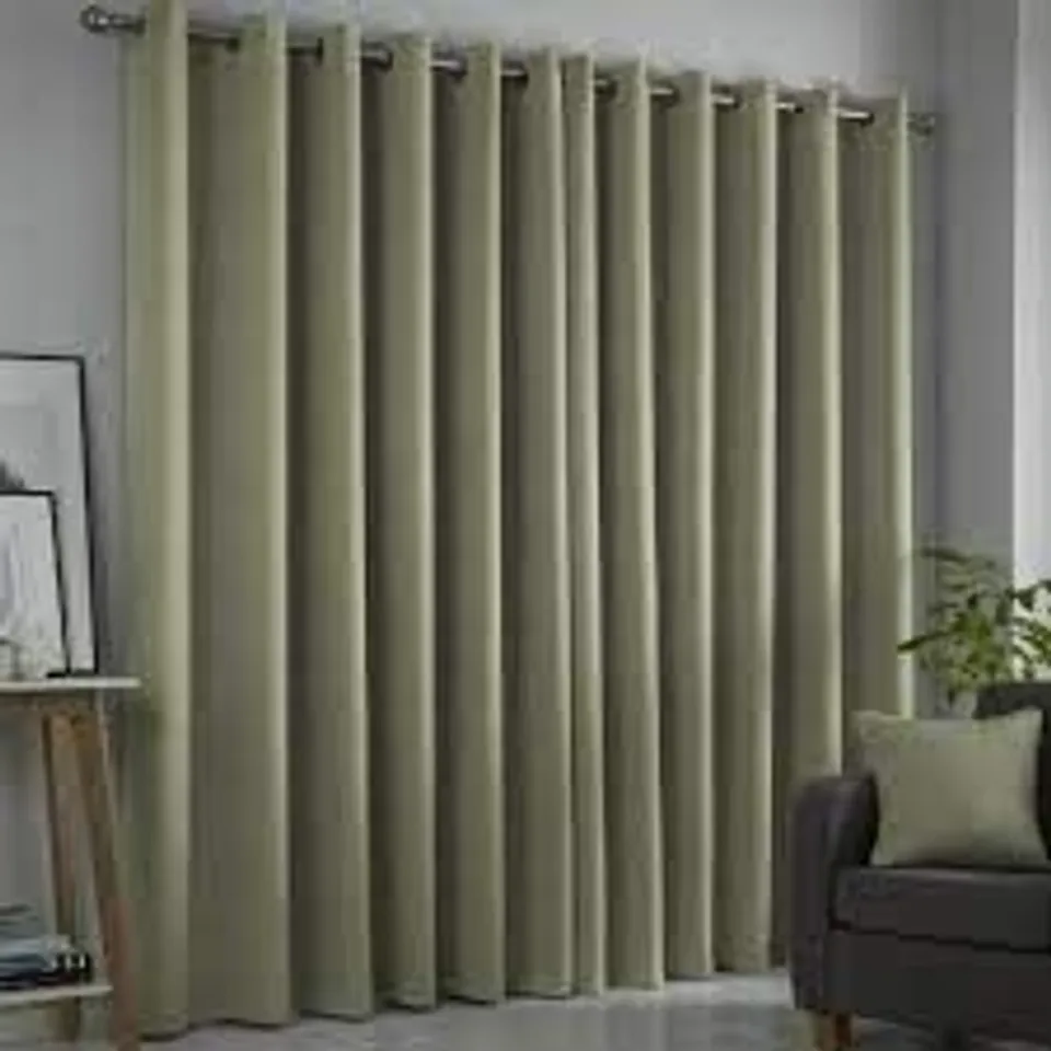 BAGGED FUSION EYELET ROOM DIM OUT CURTAINS 117 × 137CM -NATURAL-