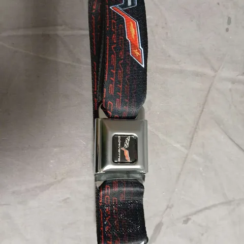 CORVETTE BUCKLE-DOWN AUTHENTIC SEATBELT BELT β BLACK STRAP