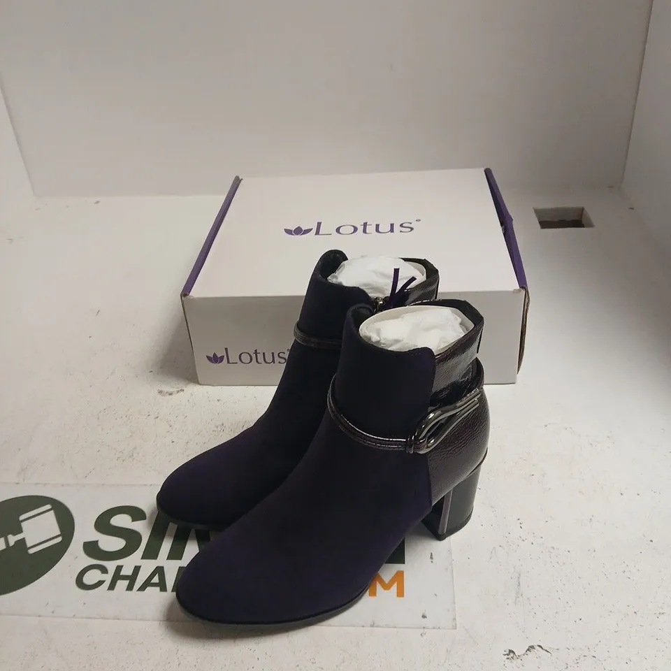 LOTUS EBONY ULB401 PURPLE ANKLE BOOTS, UK 3
