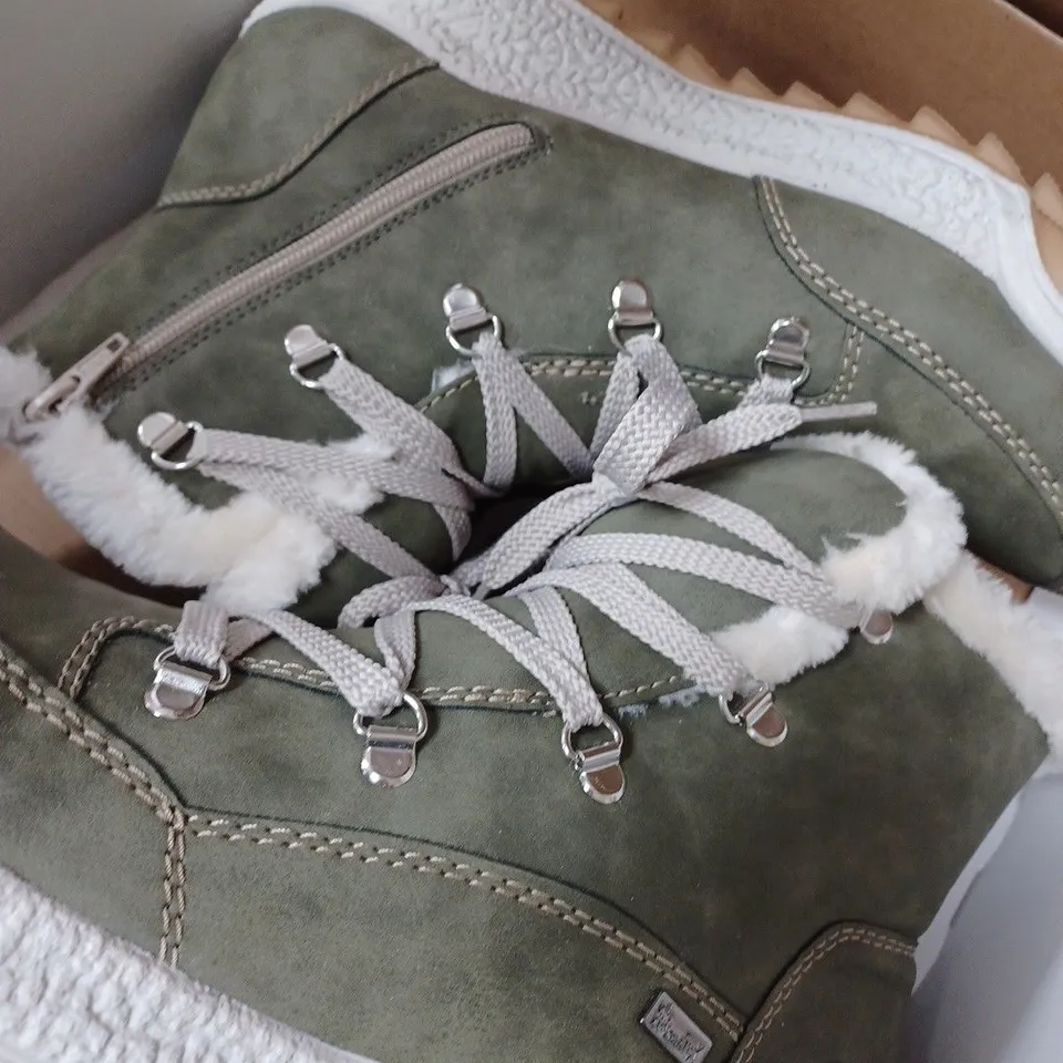 BOXED RIEKER WARM HIKING BOOTS, KHAKI - SIZE 7.5