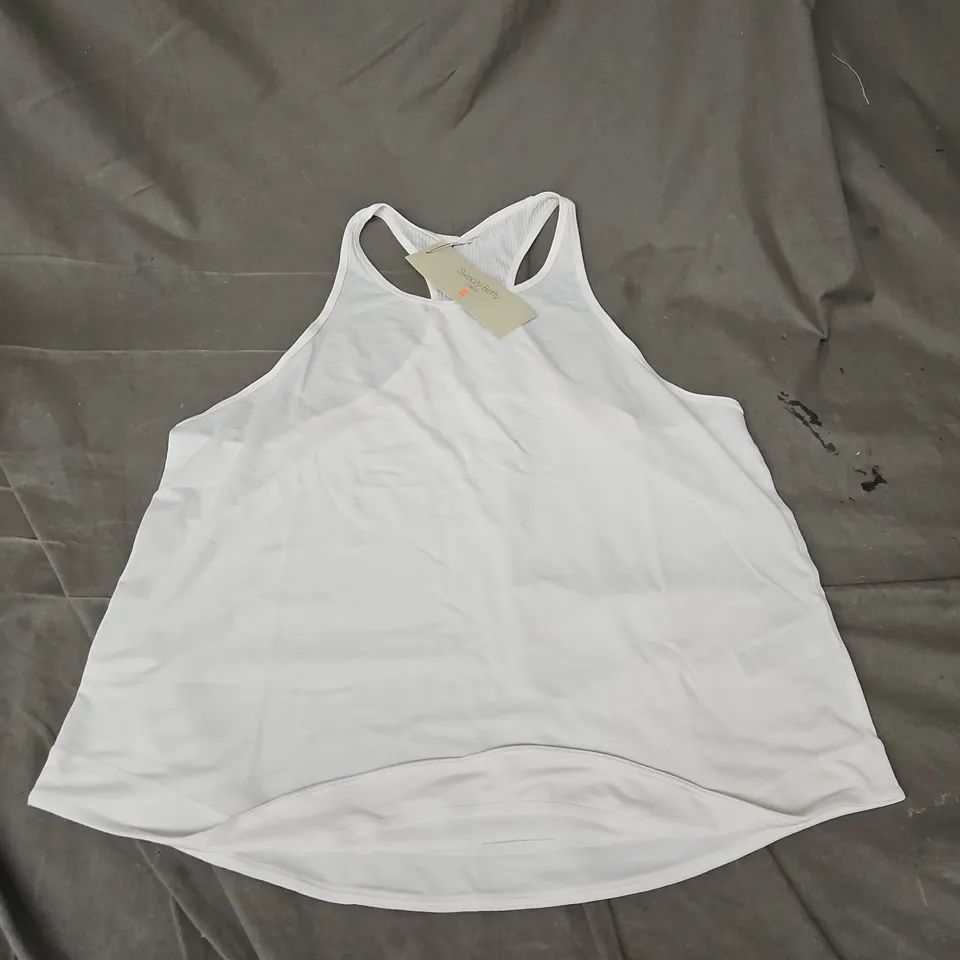SWEATY BETTY BREATHE EASY RUN TANK TOP IN WHITE SIZE L