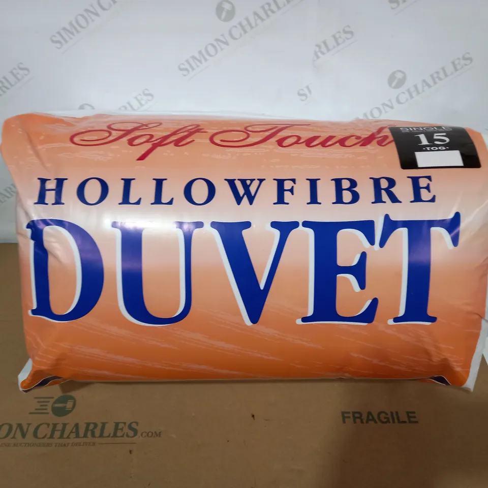 BAGGED SOFT TOUCH HOLLOW FIBRE DUVET - SINGLE 15 TOG