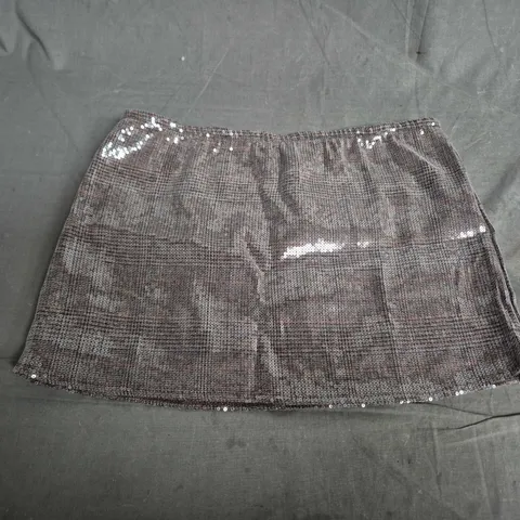 MOTEL EARLINE MINI SKIRT - SEQUIN CHECK BROWN, SIZE S