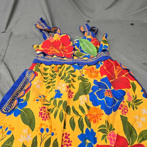 FARM RIO FLORAL YARD SLEEVELESS MIDI DRESS - M
