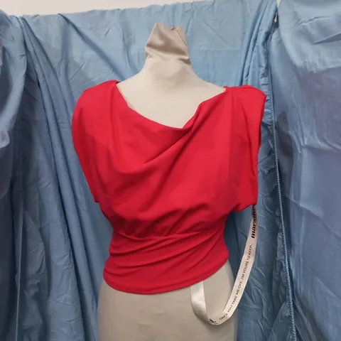 WOMEN'S RED DRAPED-NECK TOP – UK SIZE 6 (NEW WITH TAGS) – BRAND: MARSTHELABEL