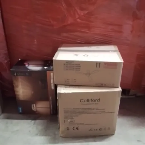 PALLET OF ASSORTED HOUSEHOLD GOODS AND PRODUCTS TO INCLUDE;HAIR DRYER,CEILING FAN,GOVEE FLOOR LAMP 