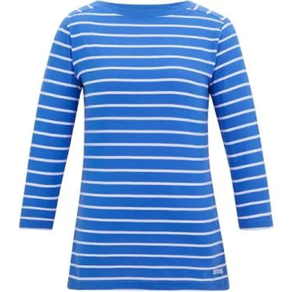 REGATTA WOMEN'S BAYLETTA TEE T-SHIRT BLUE / WHITE - UK SIZE 8