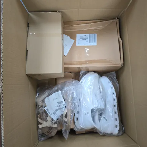 BOX OF APPROXIMATELY 8 ASSORTED SHOES OF DIFFERENT STYLES 