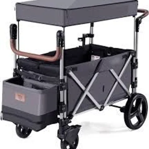 BOXED COSTWAY PUSH PULL STROLLER WAGON WITH ADJUSTABLE HANDLE BAR