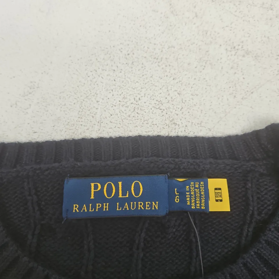 POLO RALPH LAUREN NAVY CABLE KNIT SWEATER - MEN'S