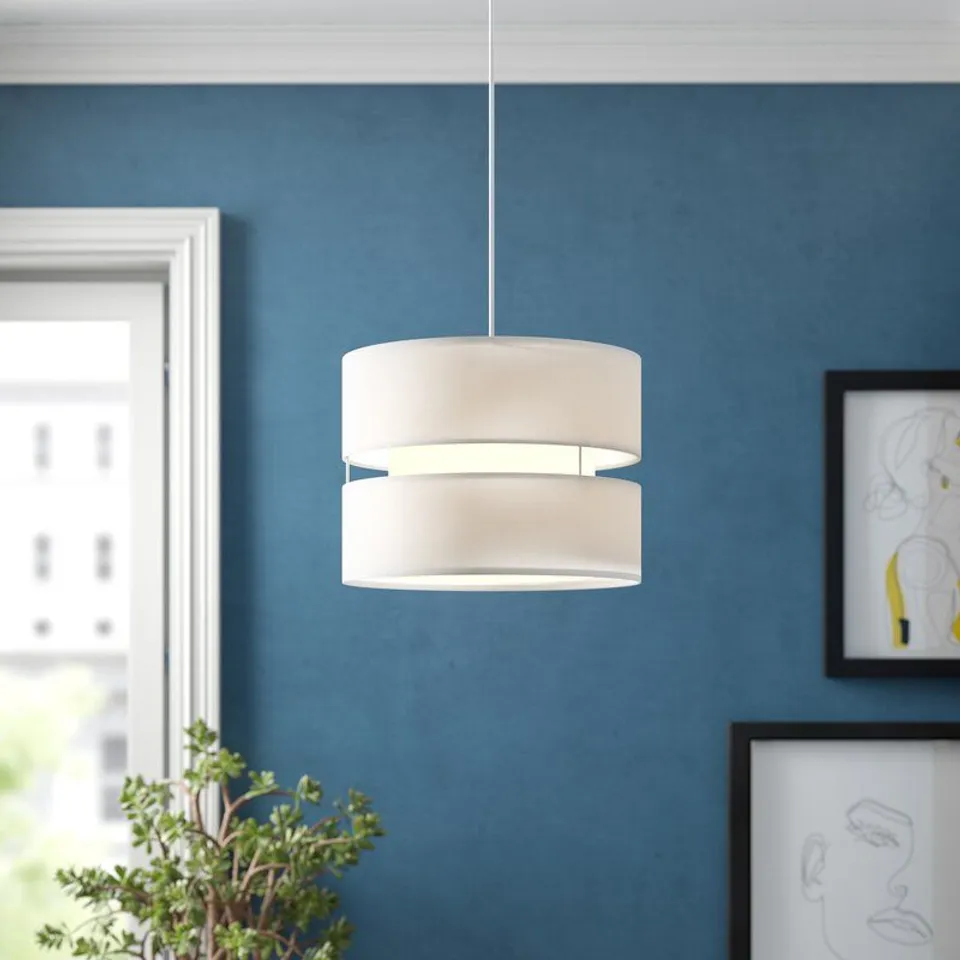 LOT OF 2 BOXED 35CM CREAM WHITE DRUM PENDANT  