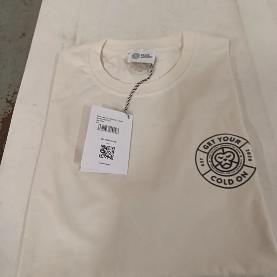 BOX OF BRASS MONKEY T-SHIRTS - OFF WHITE SIZE XXL APPROXIMATELY 9