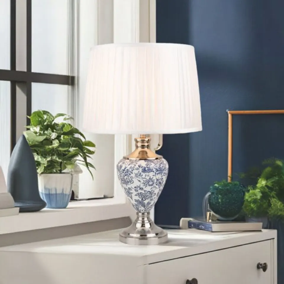 BOXED EDIE 57CM TOILE DE JOUY VINTAGE STYLE TABLE LAMP (1 BOX)