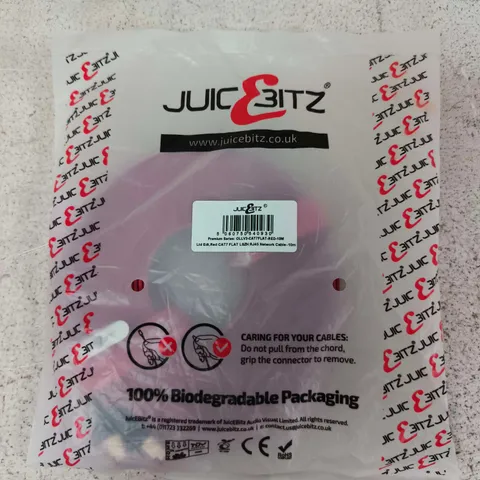 JUICEBITZ CAT7 FLAT RED RJ45 NETWORK CABLE – 10M 