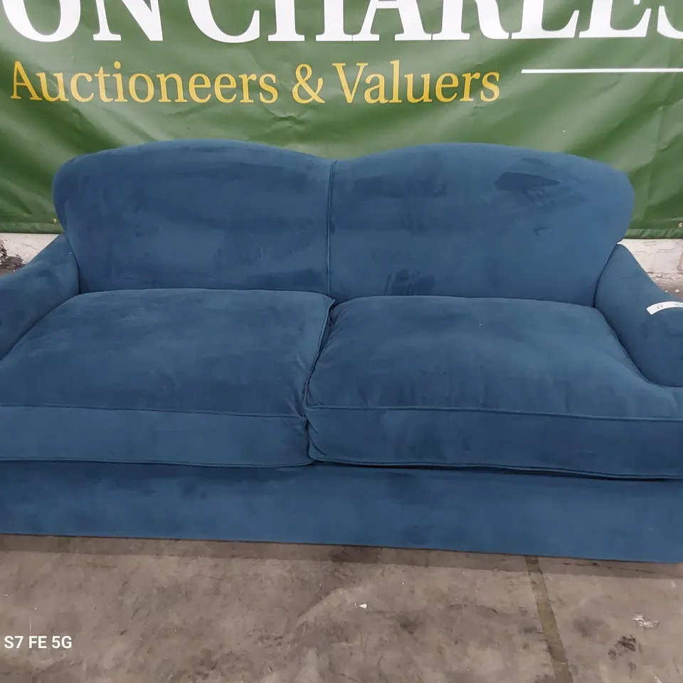 DESIGNER METAL ACTION SOFABED BLUE PLUSH FABRIC 